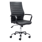 Silver and Black Adjustable Swivel Faux Leather Rolling Conference Office Chair  Warm Home View