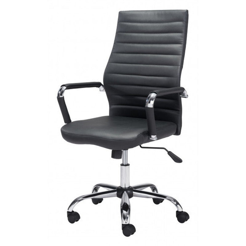 Silver and Black Adjustable Swivel Faux Leather Rolling Conference Office Chair  Warm Home View