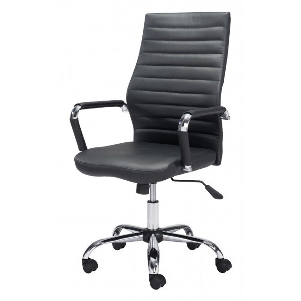 Silver and Black Adjustable Swivel Faux Leather Rolling Conference Office Chair  Warm Home View