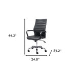 Silver and Black Adjustable Swivel Faux Leather Rolling Conference Office Chair  Warm Home View