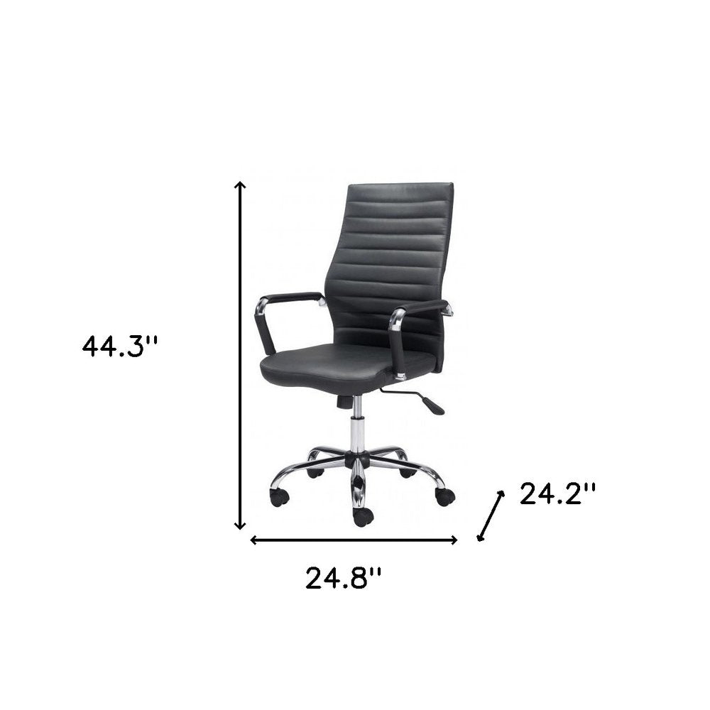 Silver and Black Adjustable Swivel Faux Leather Rolling Conference Office Chair  Warm Home View