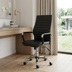 Silver and Black Adjustable Swivel Faux Leather Rolling Conference Office Chair  Warm Home View