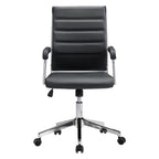Silver and Black Adjustable Swivel Faux Leather Rolling Conference Office Chair  Warm Home View