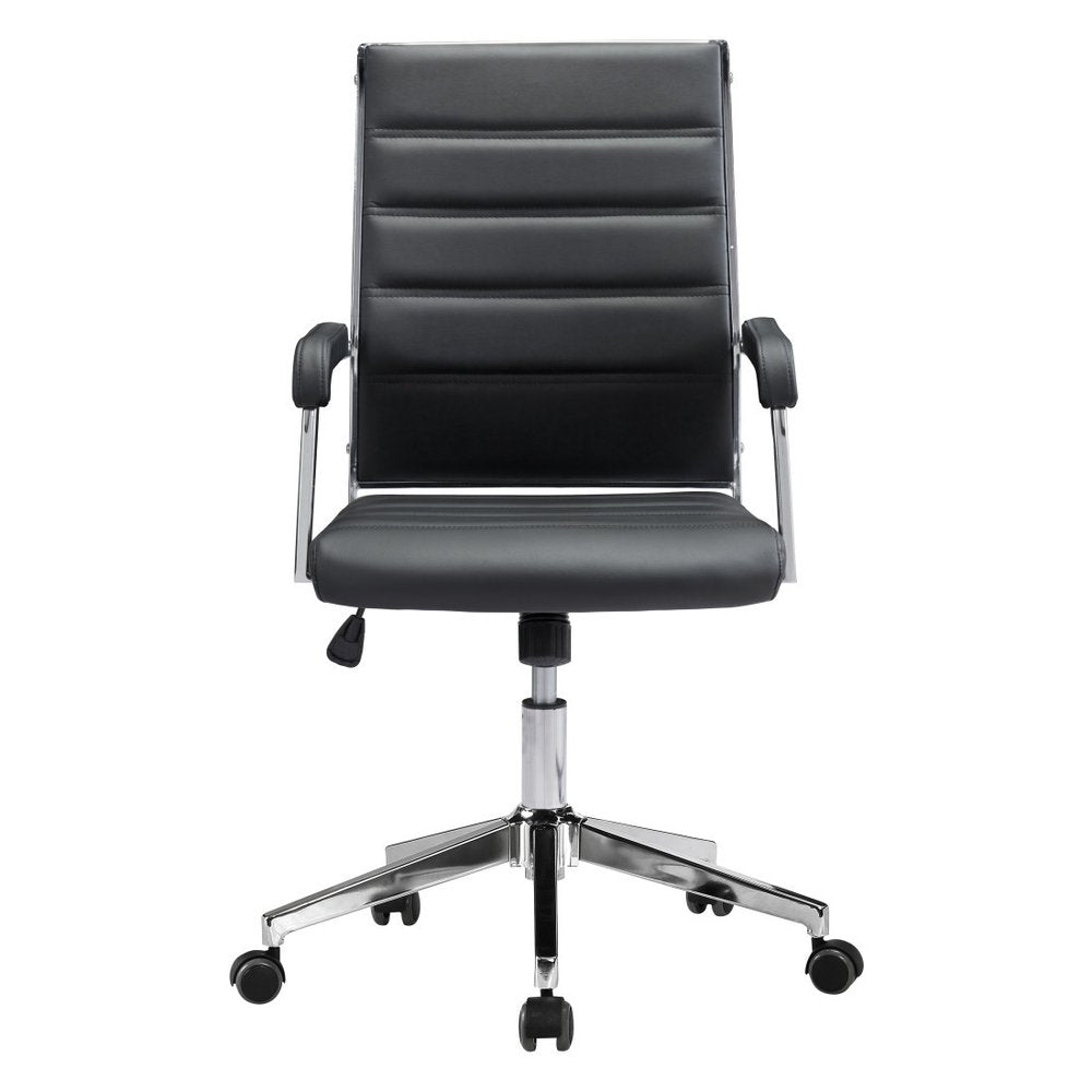 Silver and Black Adjustable Swivel Faux Leather Rolling Conference Office Chair  Warm Home View
