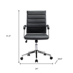 Silver and Black Adjustable Swivel Faux Leather Rolling Conference Office Chair  Warm Home View