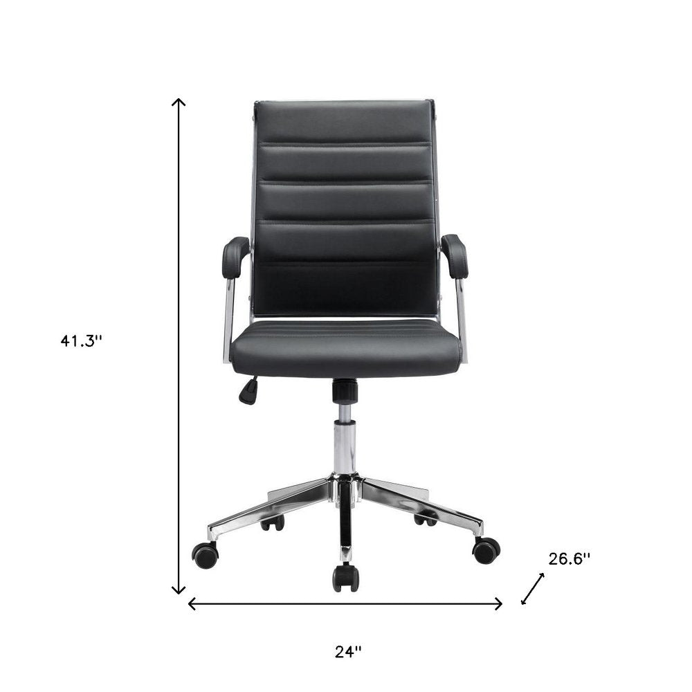 Silver and Black Adjustable Swivel Faux Leather Rolling Conference Office Chair  Warm Home View