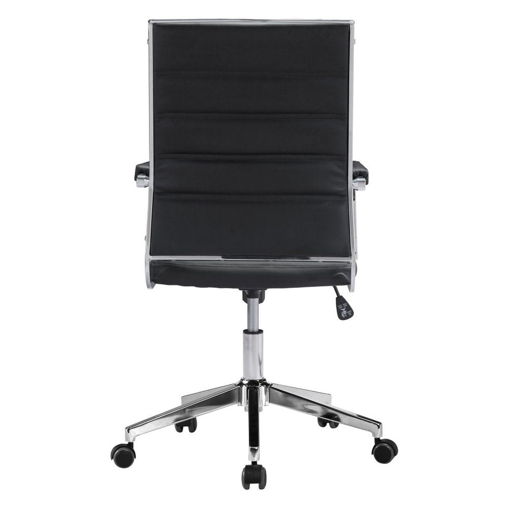 Silver and Black Adjustable Swivel Faux Leather Rolling Conference Office Chair  Warm Home View