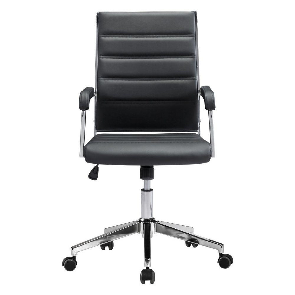 Silver and Black Adjustable Swivel Faux Leather Rolling Conference Office Chair  Warm Home View