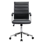 Silver and Black Adjustable Swivel Faux Leather Rolling Conference Office Chair  Warm Home View