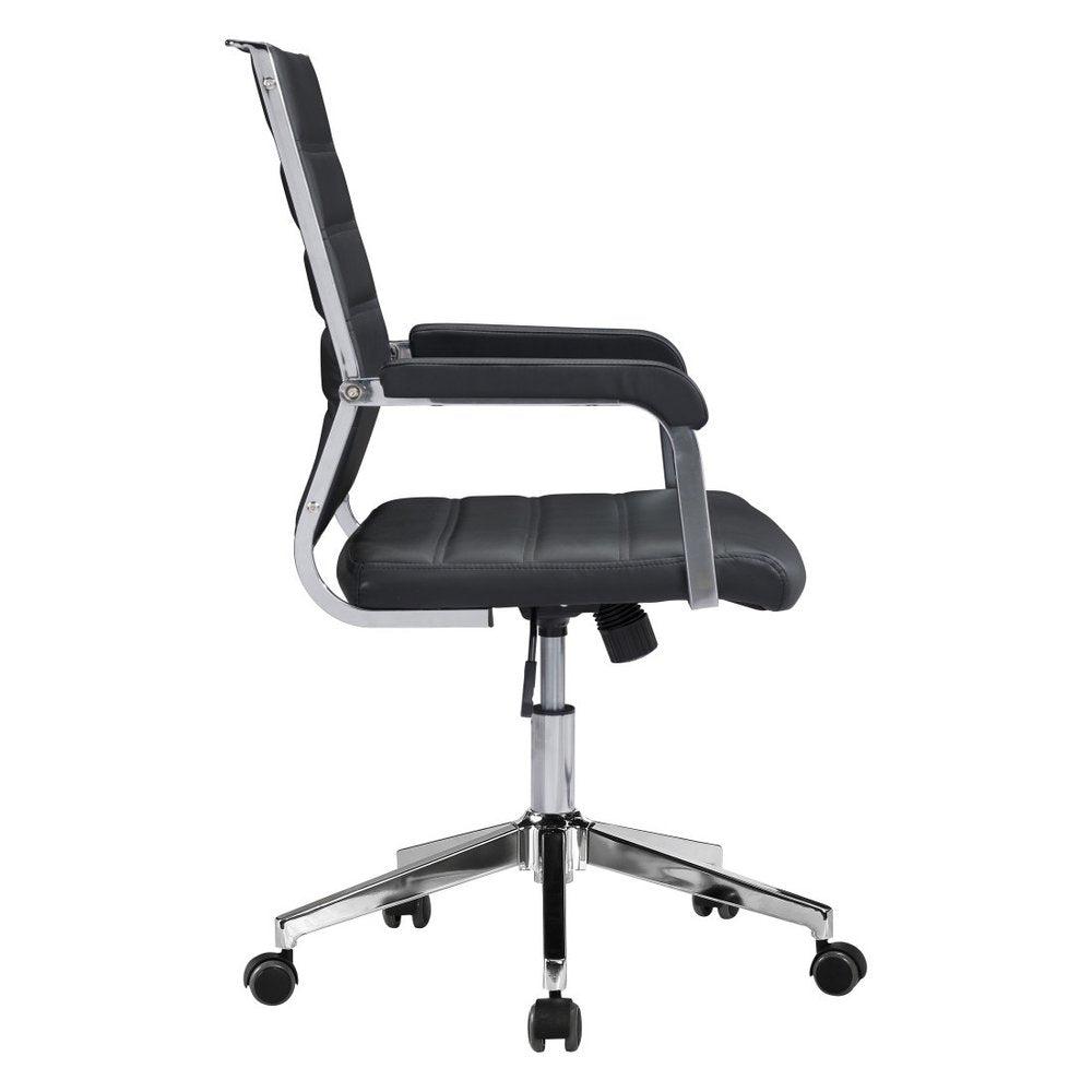 Silver and Black Adjustable Swivel Faux Leather Rolling Conference Office Chair  Warm Home View