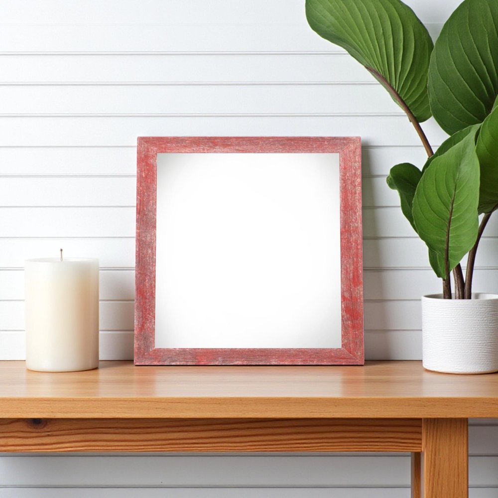 6" x 6" Red Solid Wood Tabletop Picture Frame  Warm Home View