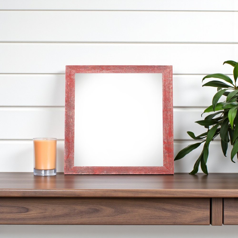 8" x 8" Red Solid Wood Tabletop Picture Frame  Warm Home View