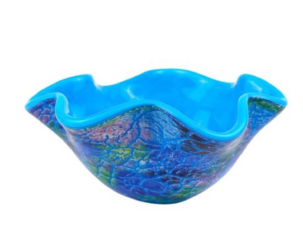 9" Modern Blue And Green Glass Centerpiece Bowl  Warm Home View