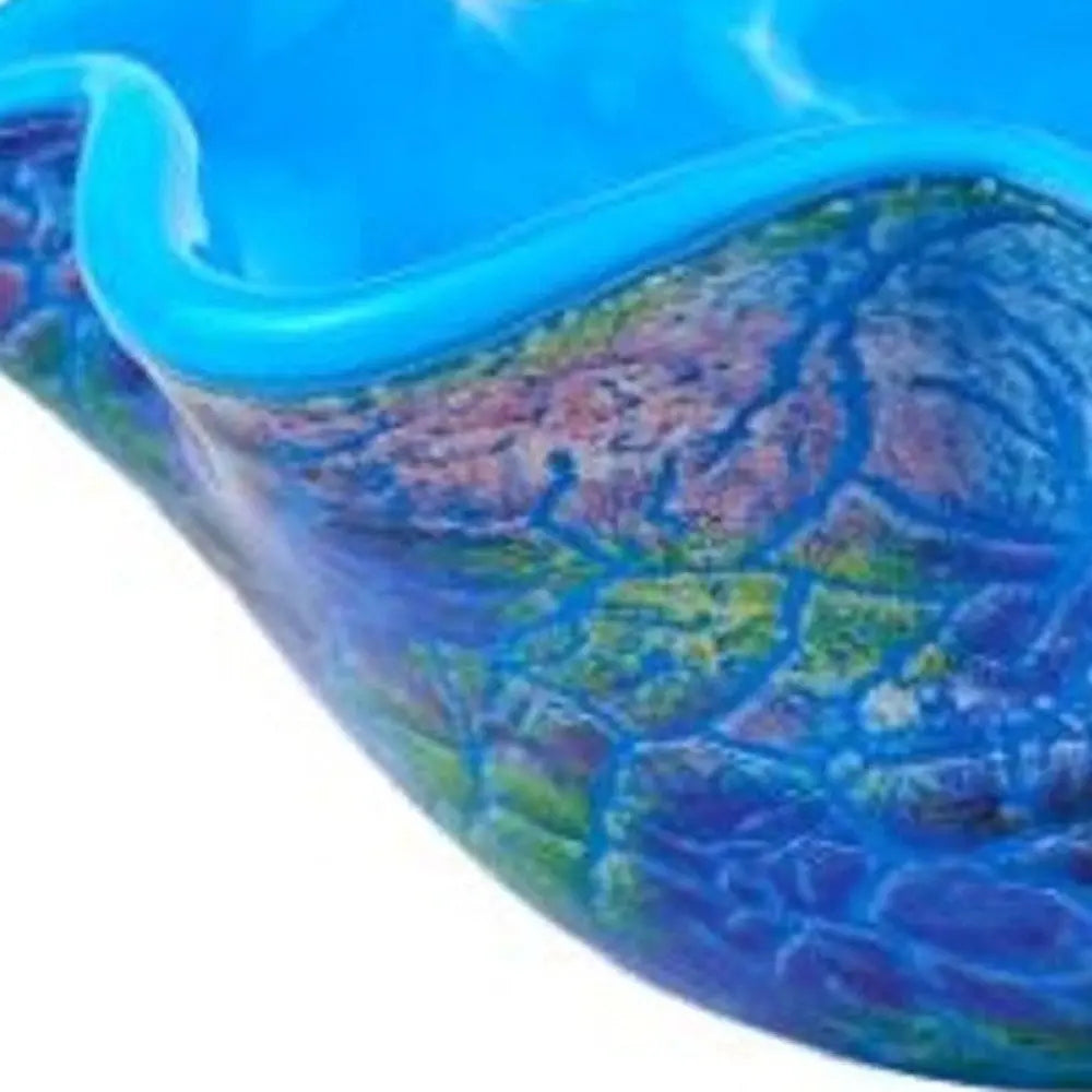 9" Modern Blue And Green Glass Centerpiece Bowl  Warm Home View