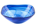 Set Of Two Modern Soft Square Blue Swirl Glass Bowls  Warm Home View