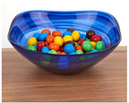 Set Of Two Modern Soft Square Blue Swirl Glass Bowls  Warm Home View