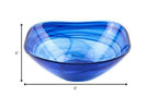 Set Of Two Modern Soft Square Blue Swirl Glass Bowls  Warm Home View