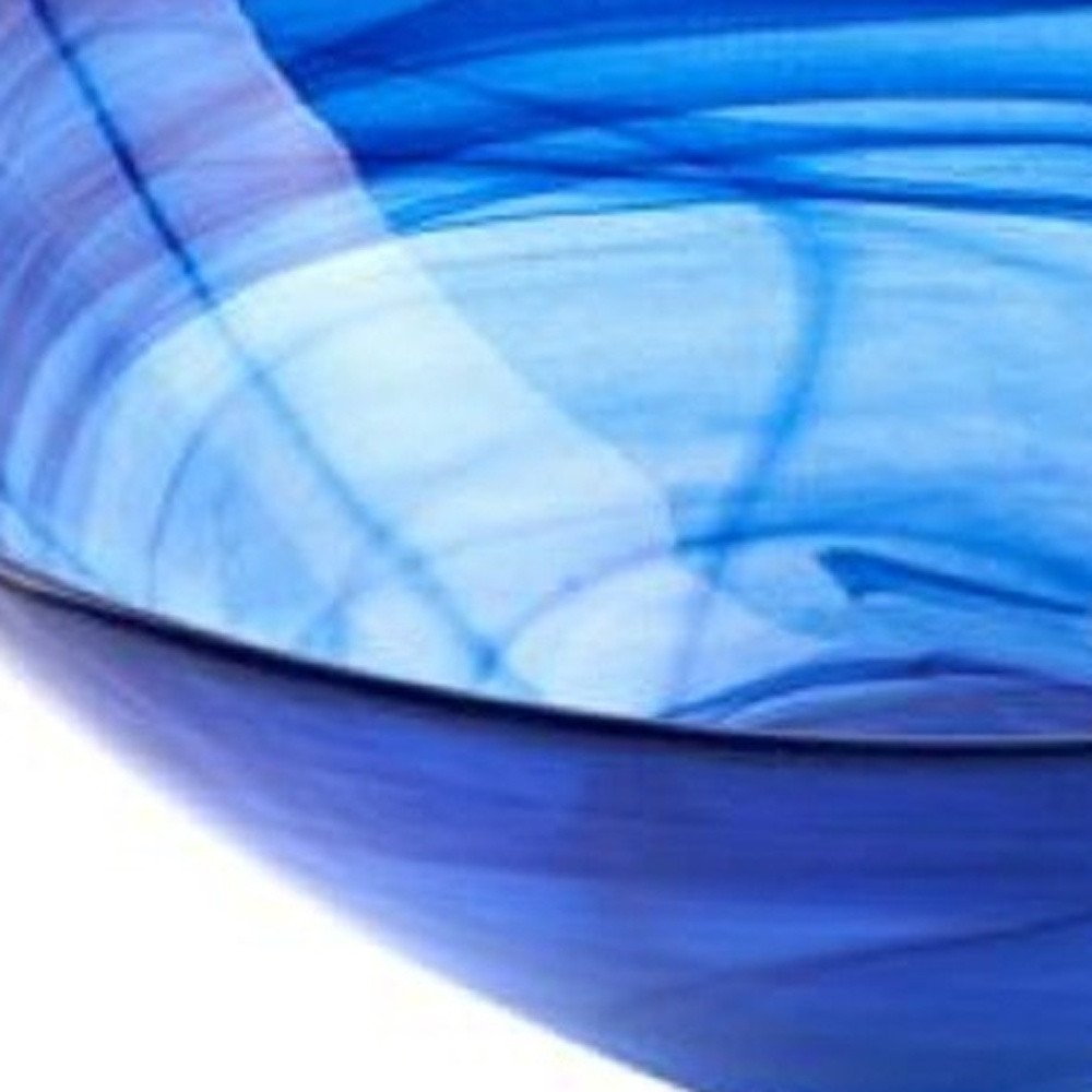 Set Of Two Modern Soft Square Blue Swirl Glass Bowls  Warm Home View