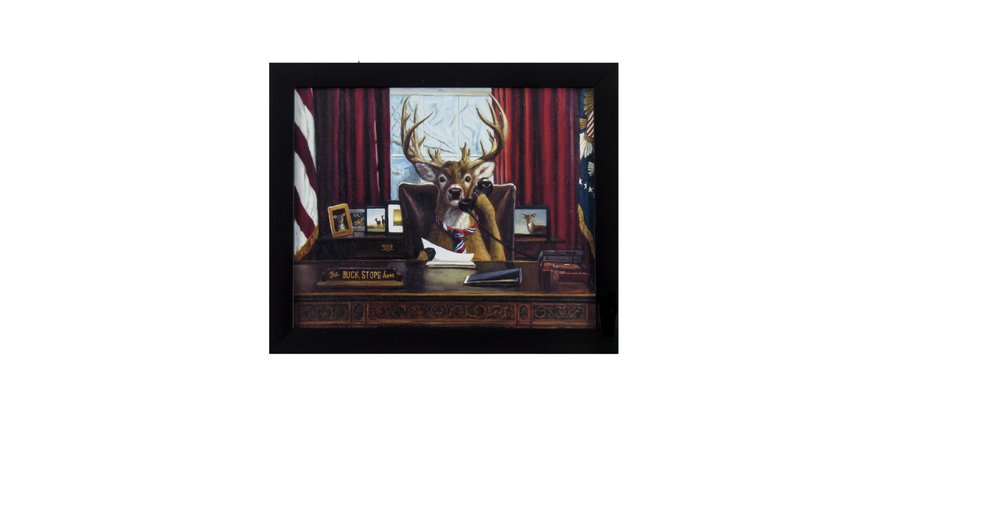 The Buck Stops Here Framed Art  Warm Home View