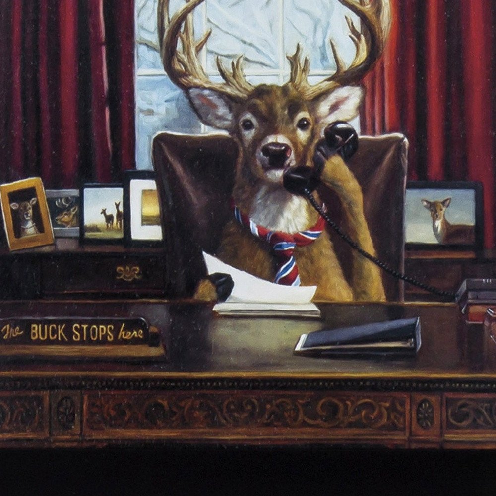 The Buck Stops Here Framed Art  Warm Home View