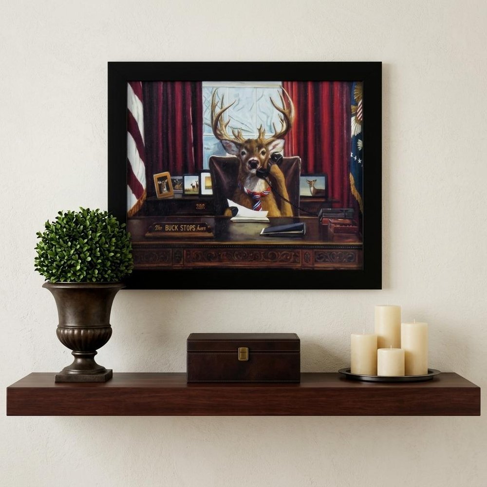 The Buck Stops Here Framed Art  Warm Home View