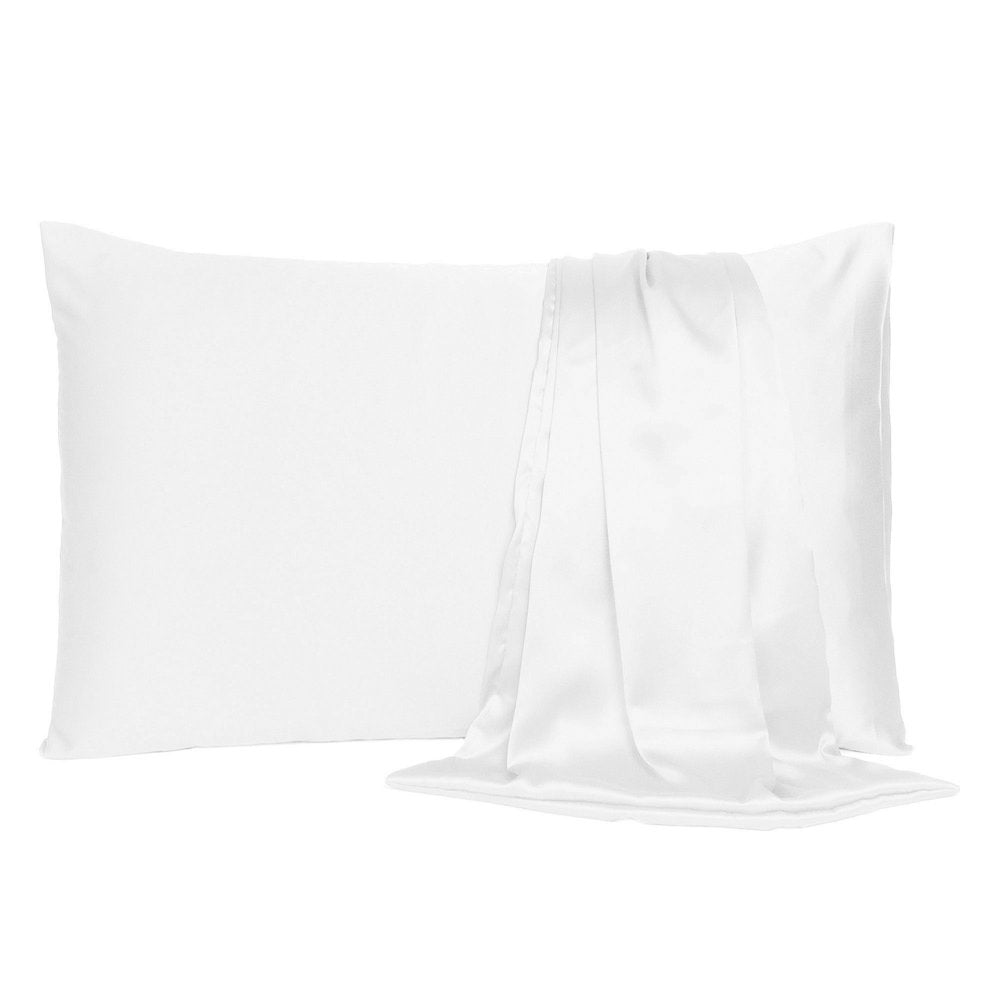 White Dreamy Set Of 2 Silky Satin King Pillowcases  Warm Home View
