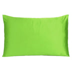 Set of Two Bright Green Dreamy Silky Satin King Pillowcases  Warm Home View