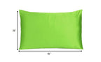 Set of Two Bright Green Dreamy Silky Satin King Pillowcases  Warm Home View