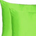 Set of Two Bright Green Dreamy Silky Satin King Pillowcases  Warm Home View