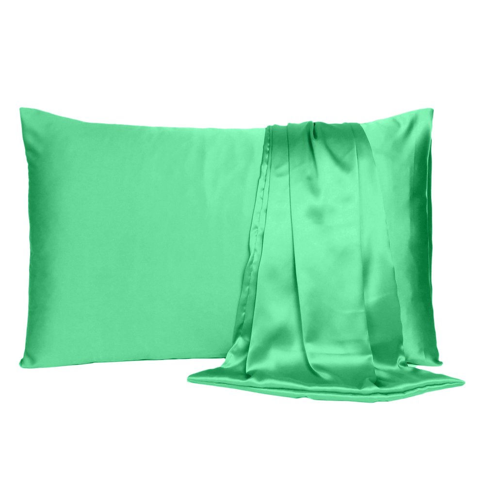 Green Dreamy Set Of 2 Silky Satin King Pillowcases  Warm Home View