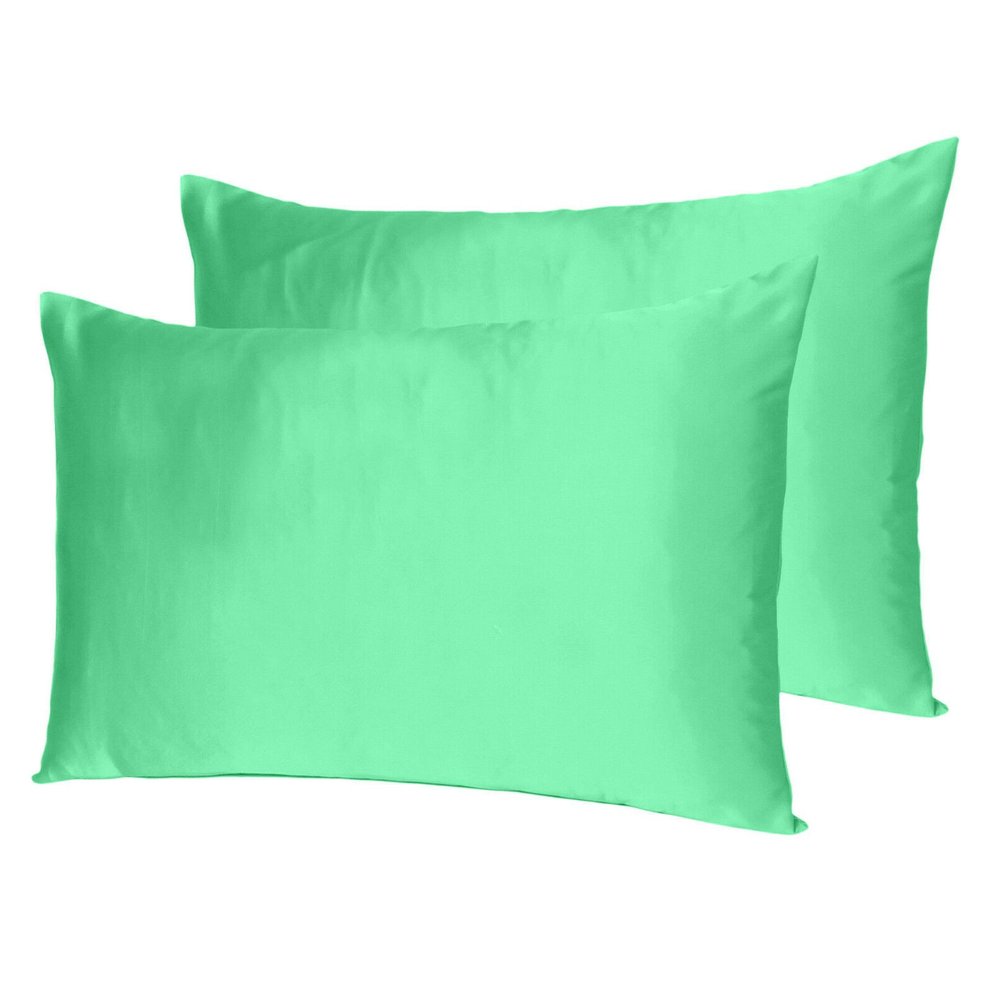 Green Dreamy Set Of 2 Silky Satin King Pillowcases  Warm Home View