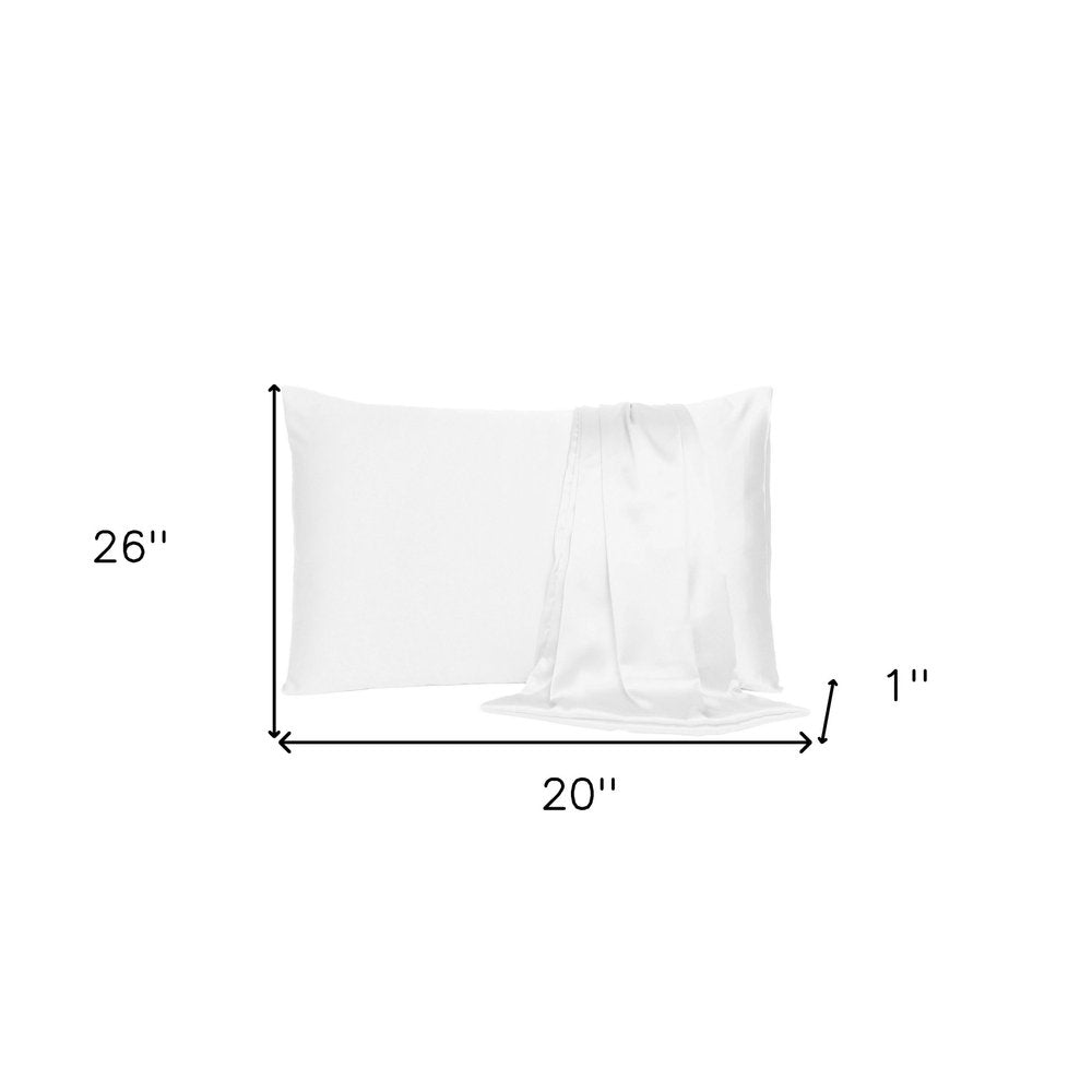 Set Of Two White Silky Satin Standard Pillowcases  Warm Home View