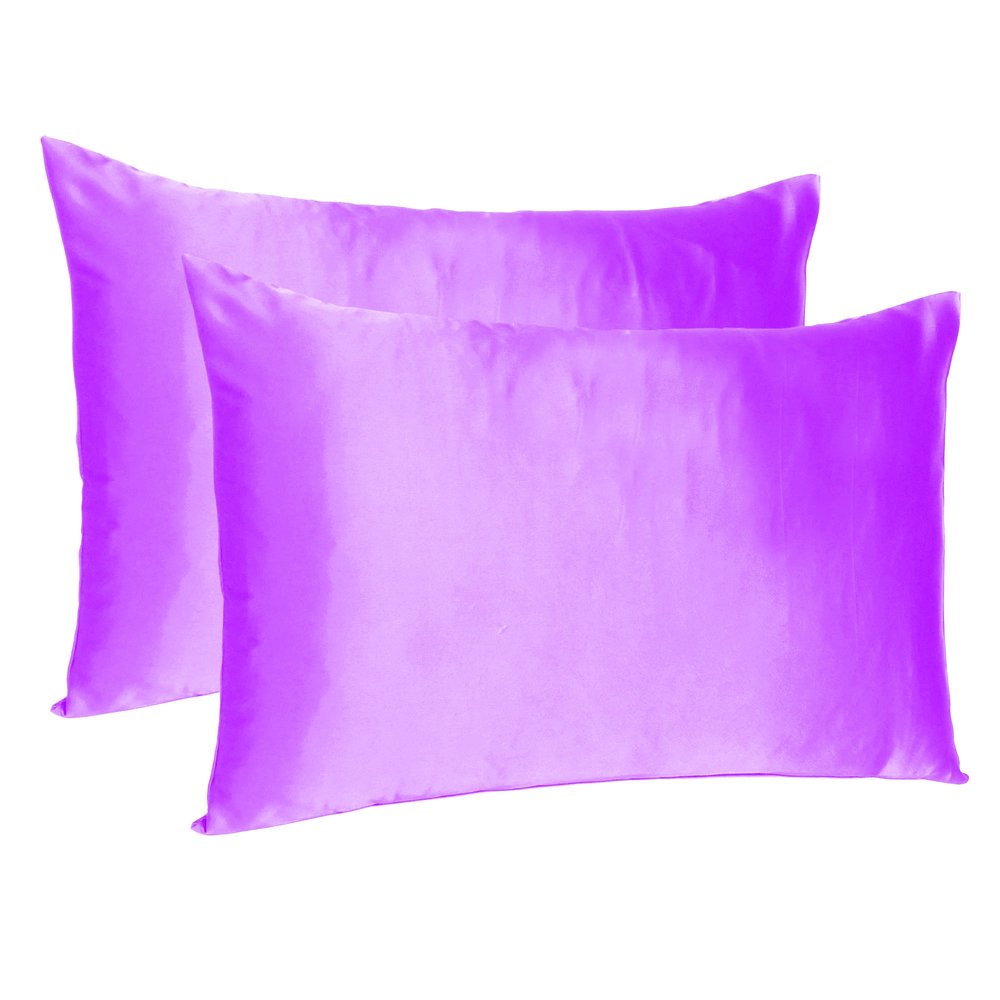 Violet Dreamy Set Of 2 Silky Satin Standard Pillowcases  Warm Home View