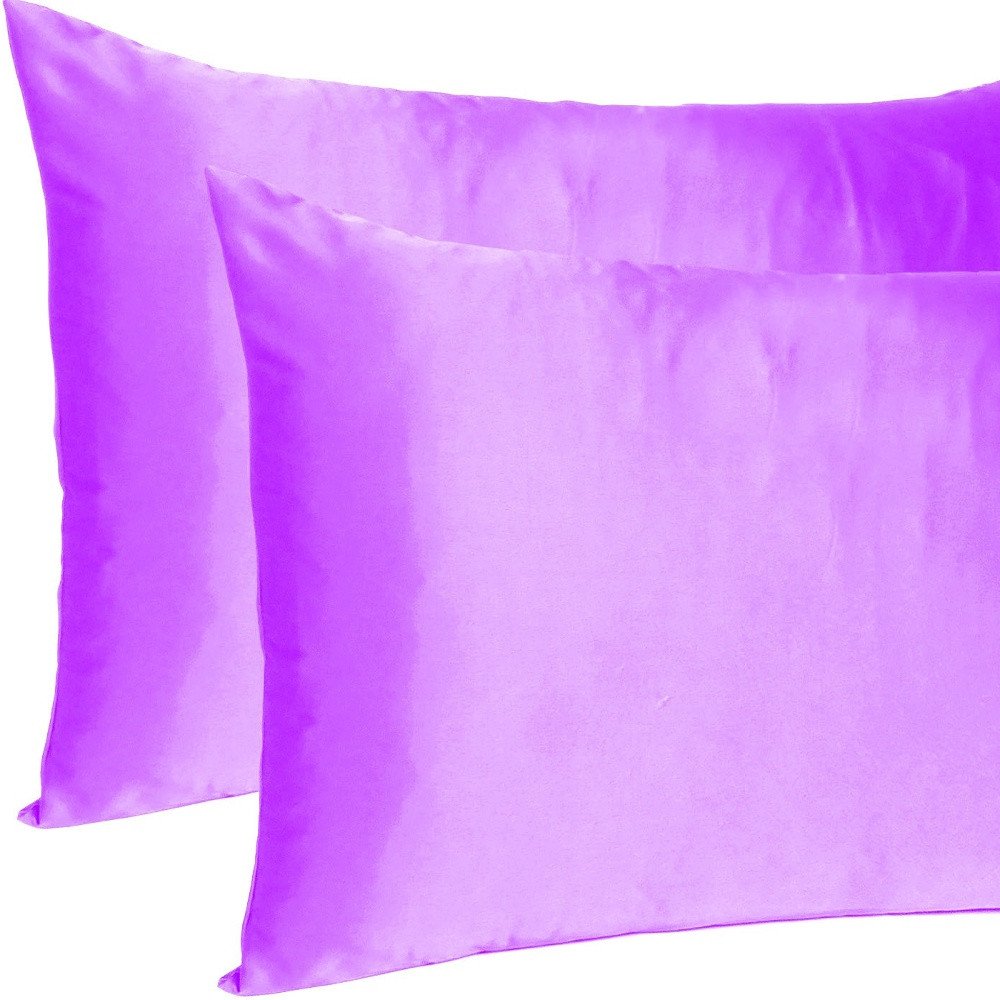 Violet Dreamy Set Of 2 Silky Satin Standard Pillowcases  Warm Home View