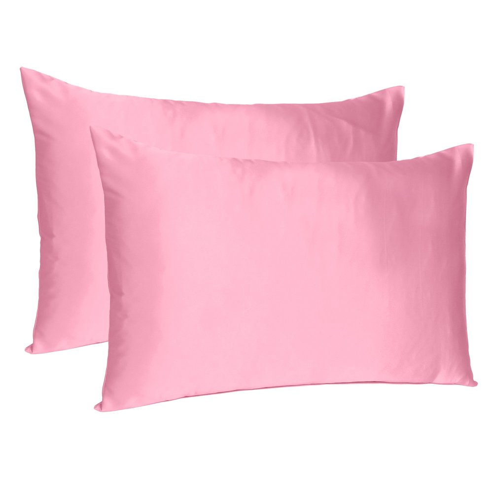 Set Of Two Pink Rose Dreamy Silky Satin Standard Pillowcases  Warm Home View