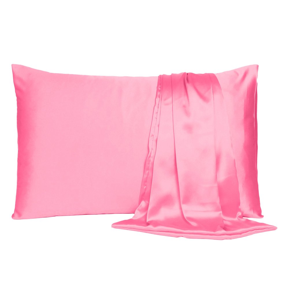 Set Of Two Pink Rose Dreamy Silky Satin Standard Pillowcases  Warm Home View