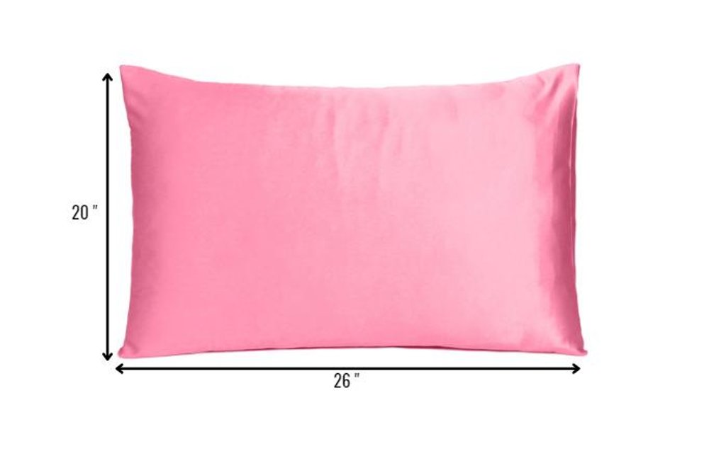 Set Of Two Pink Rose Dreamy Silky Satin Standard Pillowcases  Warm Home View