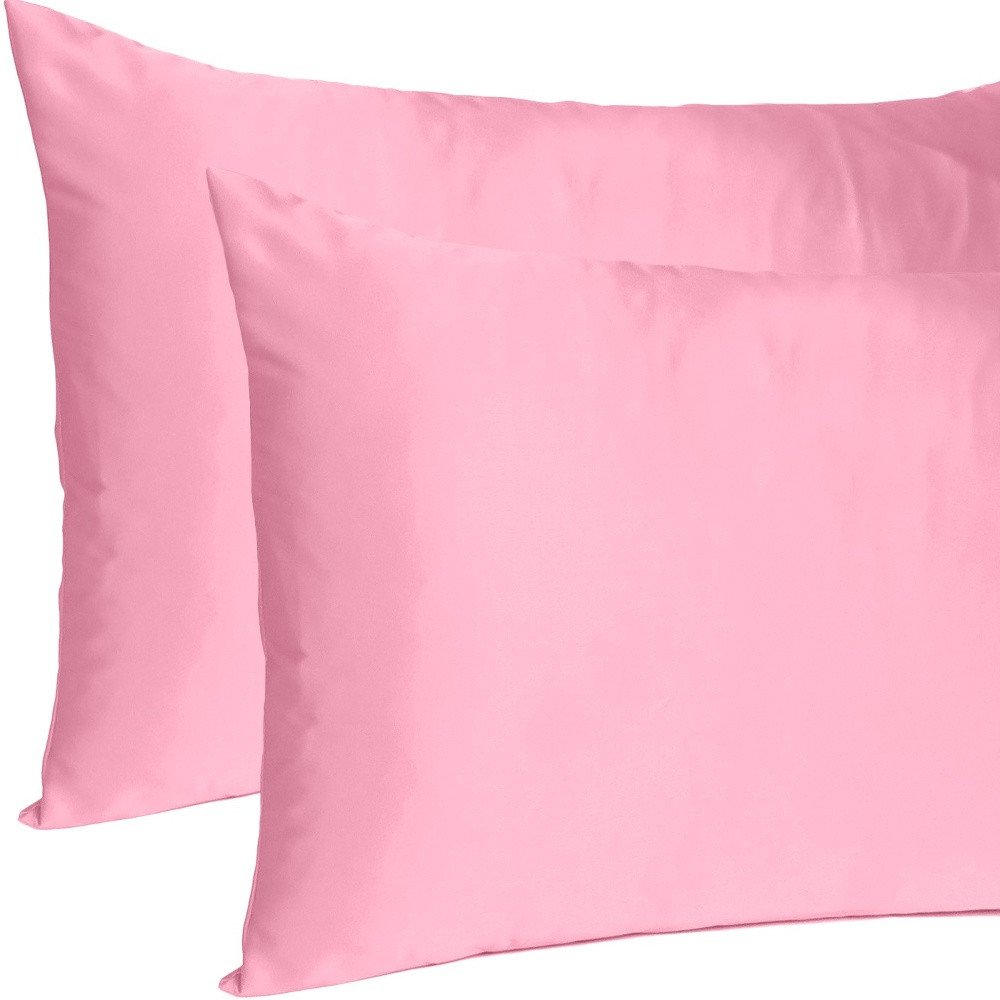 Set Of Two Pink Rose Dreamy Silky Satin Standard Pillowcases  Warm Home View