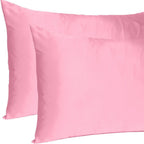 Set Of Two Pink Rose Dreamy Silky Satin Standard Pillowcases  Warm Home View