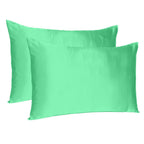 Green Dreamy Set Of 2 Silky Satin Standard Pillowcases  Warm Home View