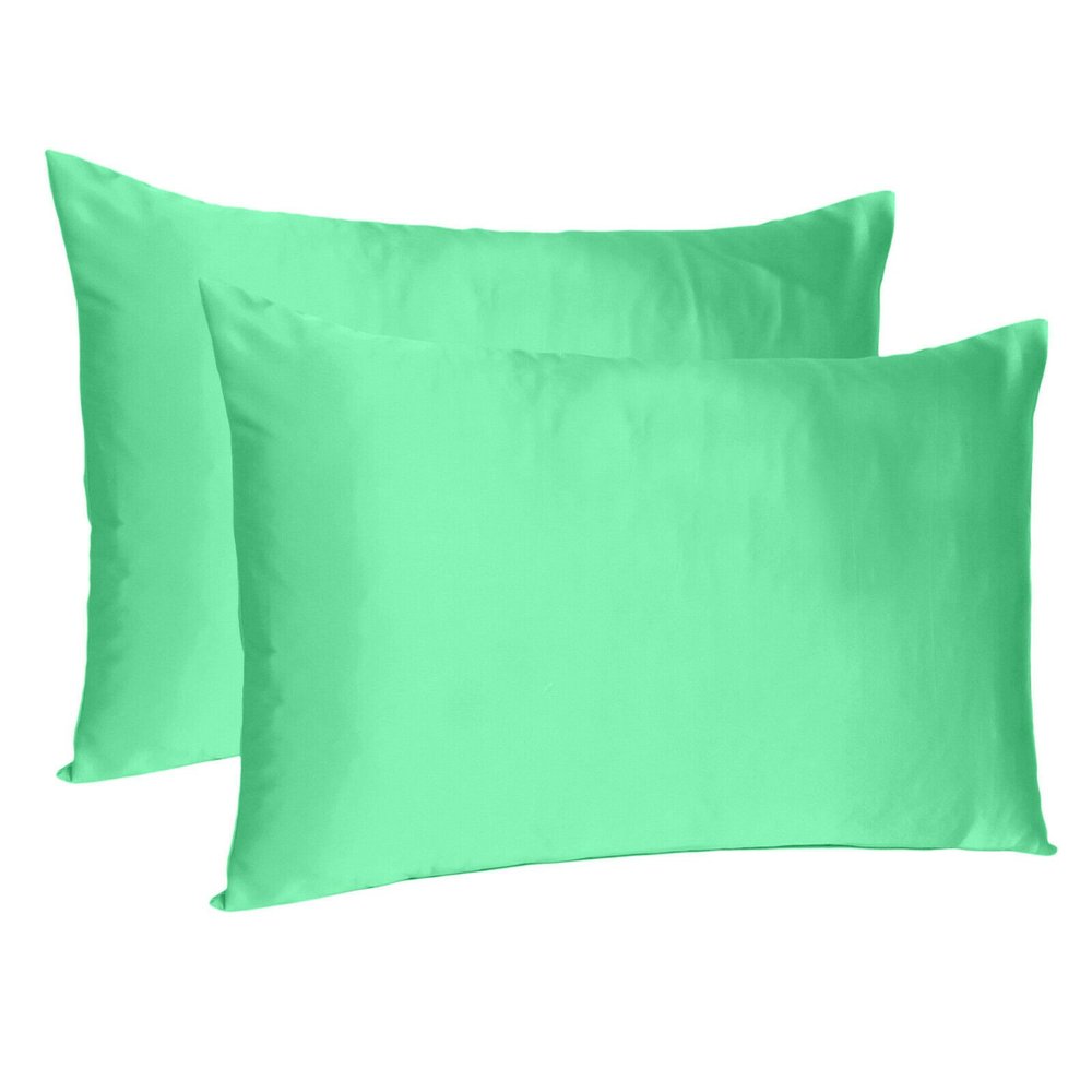 Green Dreamy Set Of 2 Silky Satin Standard Pillowcases  Warm Home View