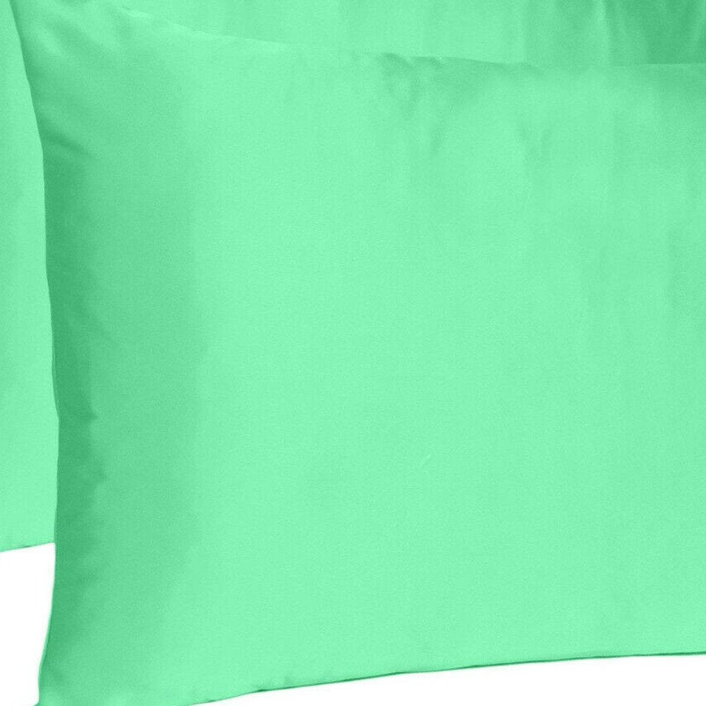 Green Dreamy Set Of 2 Silky Satin Standard Pillowcases  Warm Home View