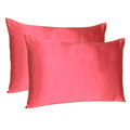 Two Piece Salmon Pink Dreamy Silky Satin Pillowcases  Warm Home View