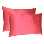 Two Piece Salmon Pink Dreamy Silky Satin Pillowcases  Warm Home View