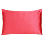 Two Piece Salmon Pink Dreamy Silky Satin Pillowcases  Warm Home View
