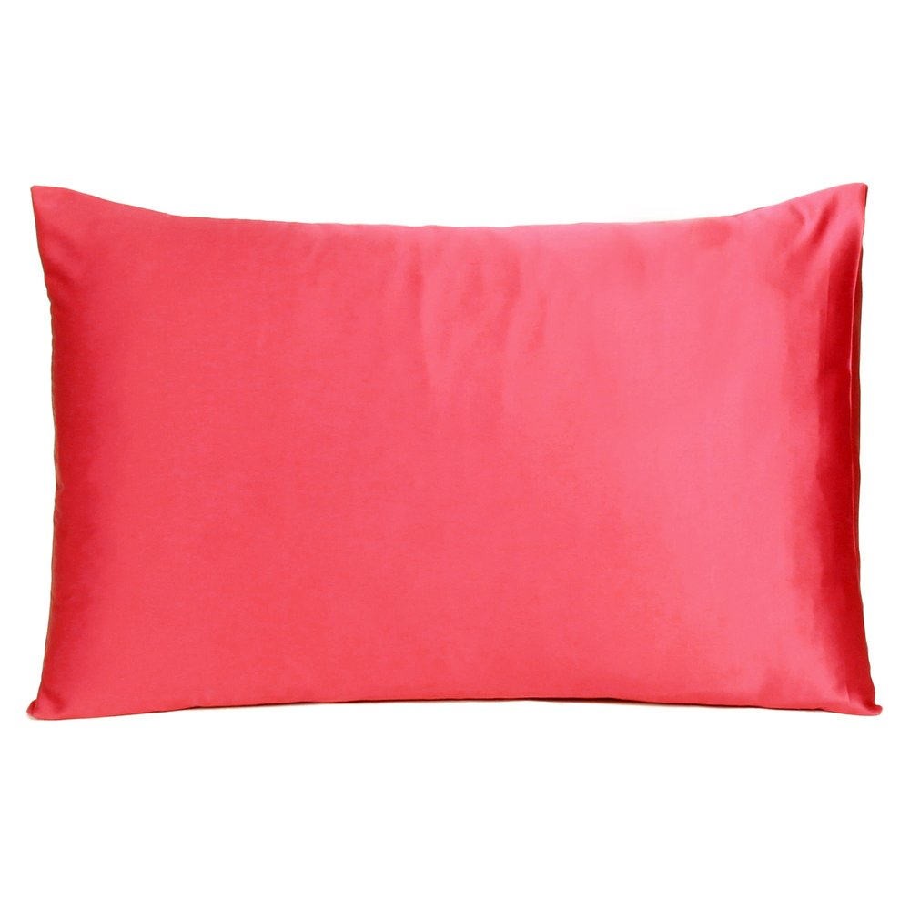 Two Piece Salmon Pink Dreamy Silky Satin Pillowcases  Warm Home View