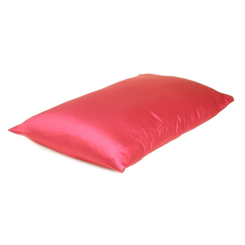 Two Piece Salmon Pink Dreamy Silky Satin Pillowcases  Warm Home View