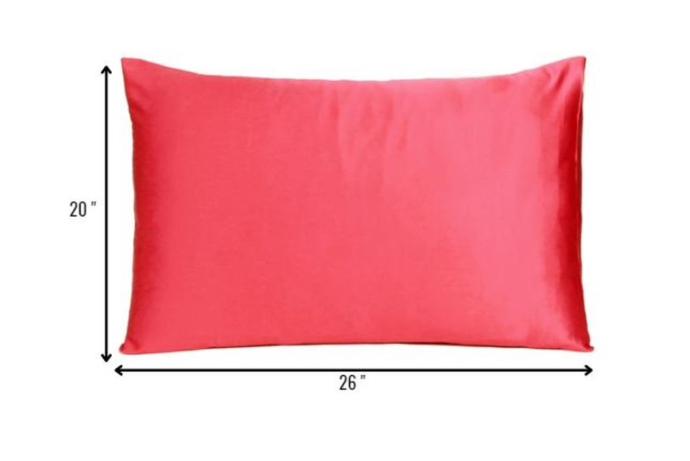 Two Piece Salmon Pink Dreamy Silky Satin Pillowcases  Warm Home View