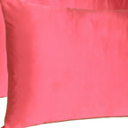Two Piece Salmon Pink Dreamy Silky Satin Pillowcases  Warm Home View