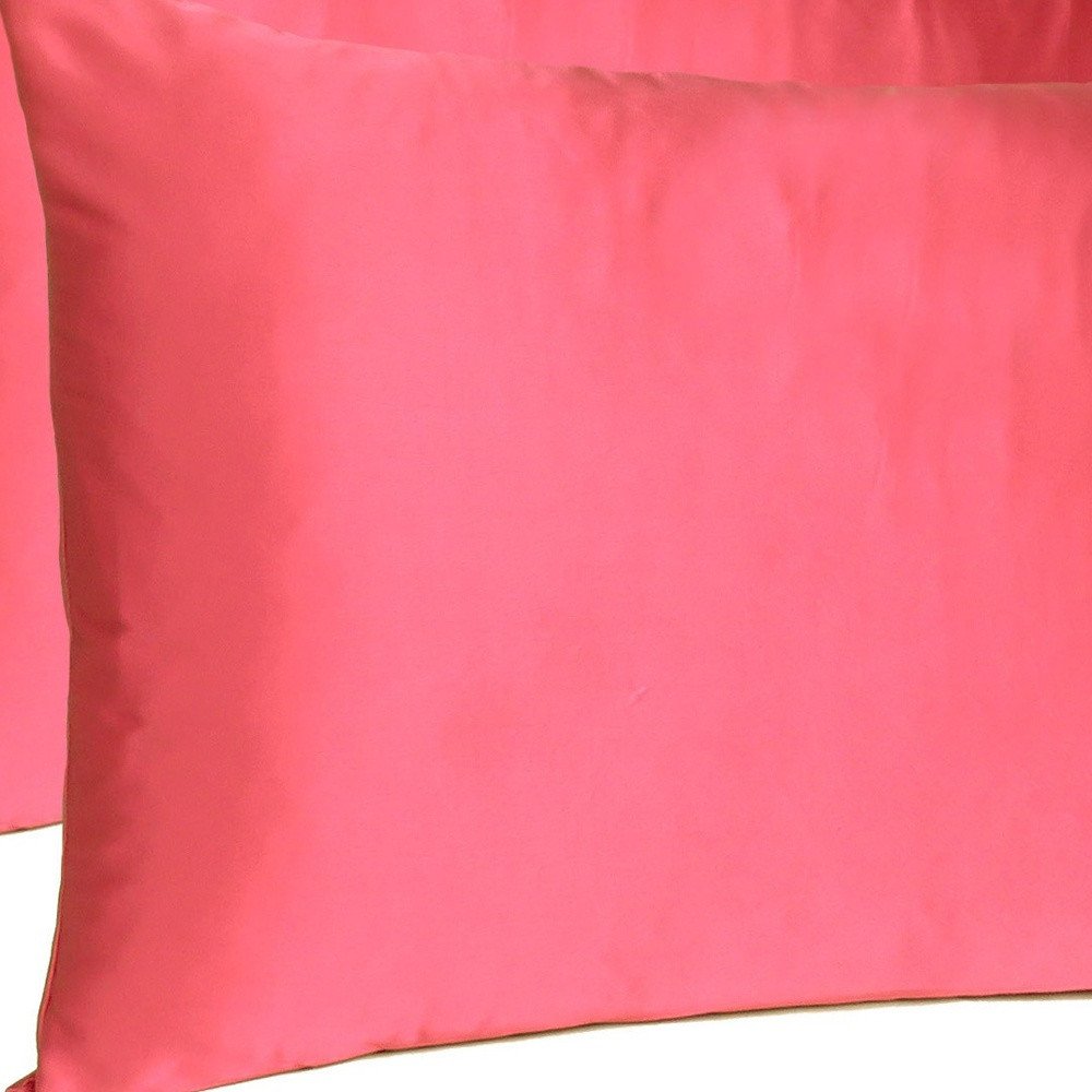Two Piece Salmon Pink Dreamy Silky Satin Pillowcases  Warm Home View